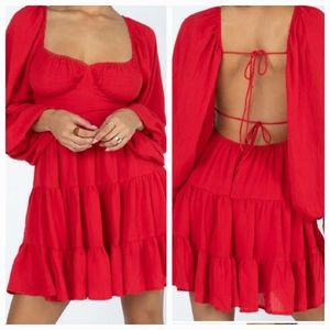 Princess Polly Danny Long Sleeve Mini Dress Red